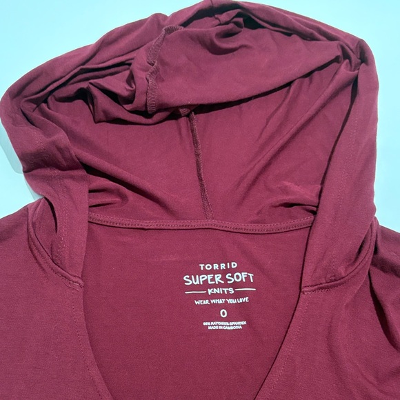 Torrid Maroon Floral Sleeve Hoodie - Picture 3 of 5